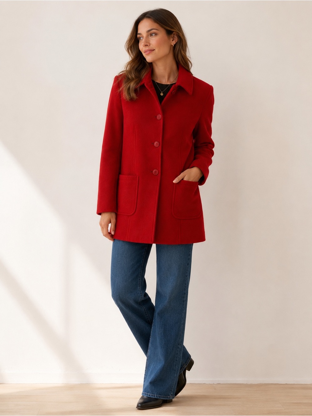 Jax Essentials Red Virgin Wool & Cashmere Blend Coat Jacket | Made in Canada | 8